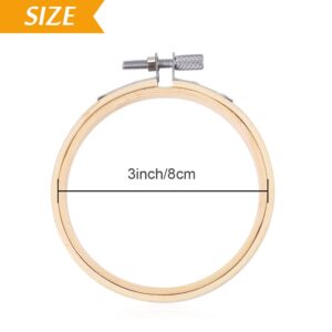 Pllieay 12 Pieces 3 Inch Embroidery Hoops Bamboo Circle Cross Stitch Hoop Ring for Embroidery, Art Craft Handy Sewing and Decoration