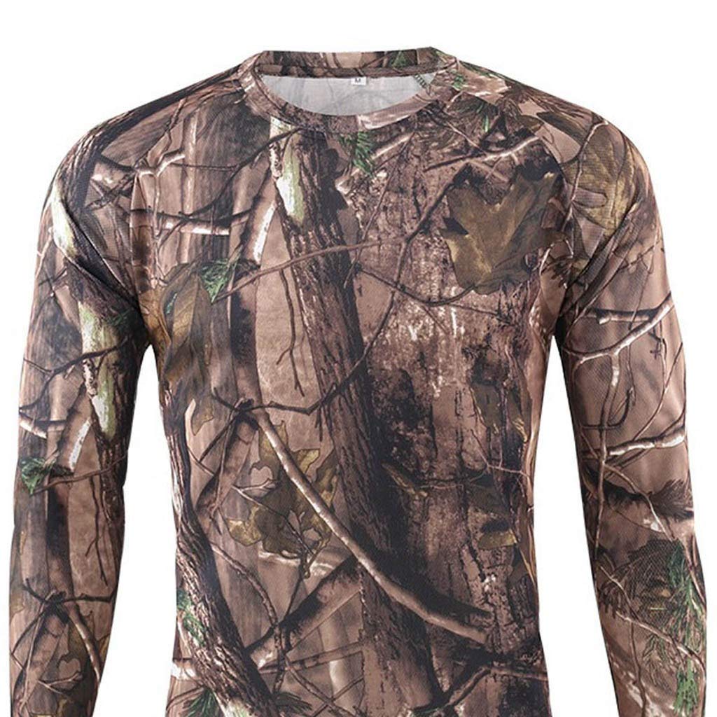 GDJGTA Shirt for Men's Outdoor Quick-Drying Camouflage Long Sleeves Tops Blouse T-Shirts