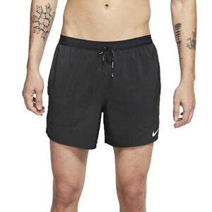nike men's flex stride 5" brief running shorts (black/reflective silver, medium, m)