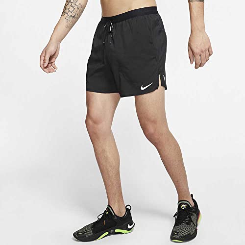 Nike Men's Flex Stride 5" Brief Running Shorts (Black/Reflective Silver, Medium, m)