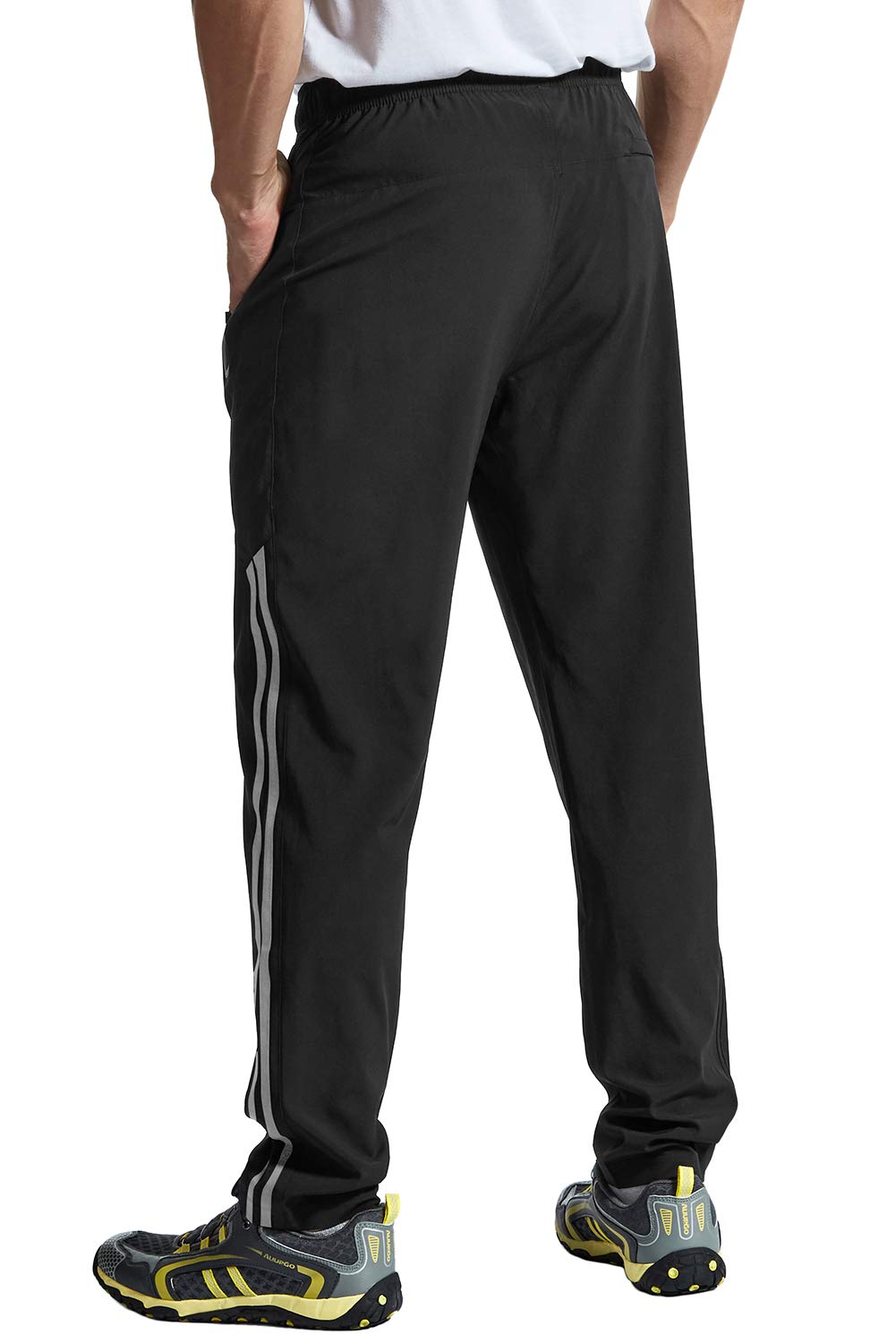 BGOWATU Men's Sweatpants Zipper Pockets Lightweight Exercise Pants Running Workout Sports (Black US L)