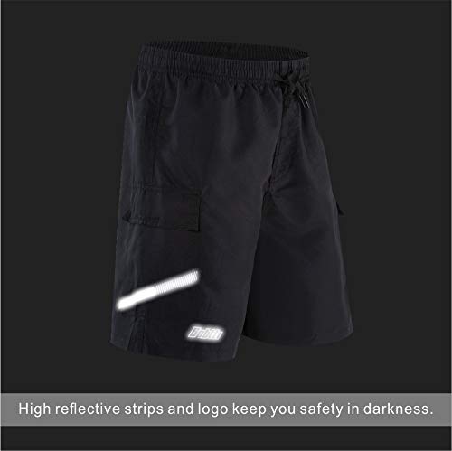 bpbtti Men’s MTB Cycling Short Mountain Bike Shorts with undetachable 3D Padded mesh Liner(2.0) (Black, Large,33-35")