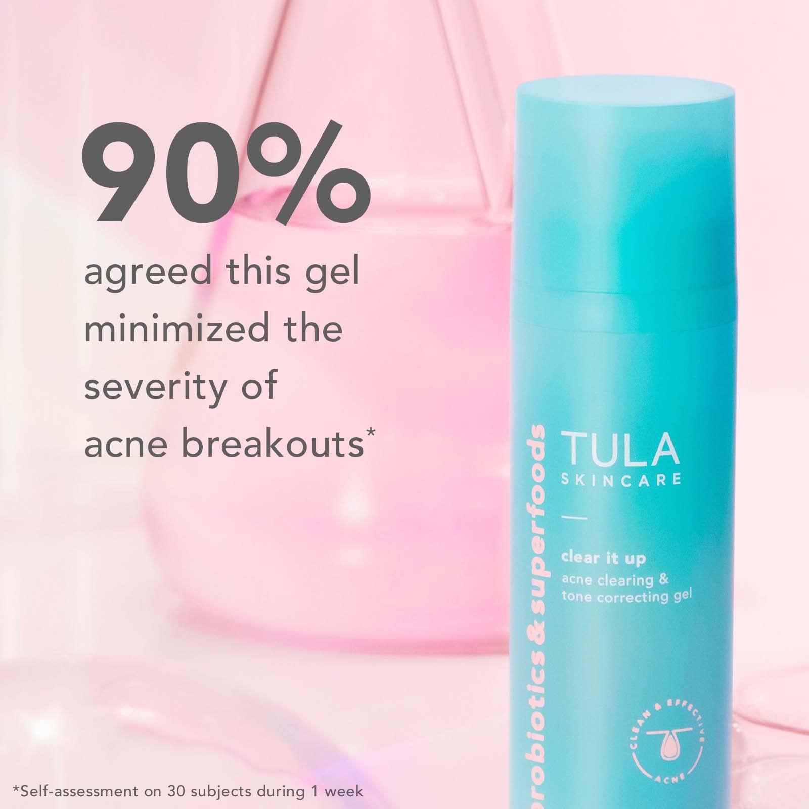 TULA Skin Care Clear It Up - Acne Clearing & Tone Correcting Gel, Salicylic and Azelaic Acid, Clears & Prevents Breakouts, Brightens Marks, 1 fl oz.