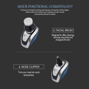 Head Shaver for Bald Men | Instant Electric Skull Razor | 4 in 1 Beard Nose Hair Trimmer Clipper | Rechargeable Cordless Waterproof Wet Dry Grooming Kit (Silver)