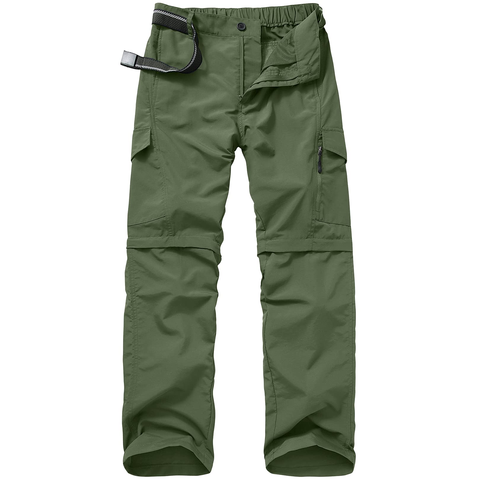 Mens Hiking Pants Convertible Quick Dry Zip Off UPF Lightweight Fishing Travel Camping Safari Pants,Army Green,42