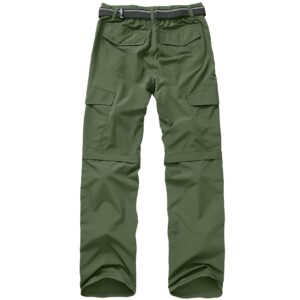 Mens Hiking Pants Convertible Quick Dry Zip Off UPF Lightweight Fishing Travel Camping Safari Pants,Army Green,42