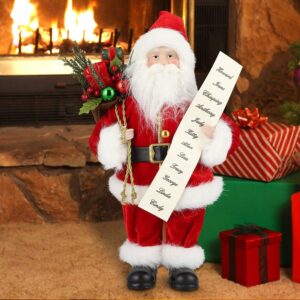 uten 12" santa claus, christmas decorations figurine figure decor with list and gifts bag for new year holiday party home decoration