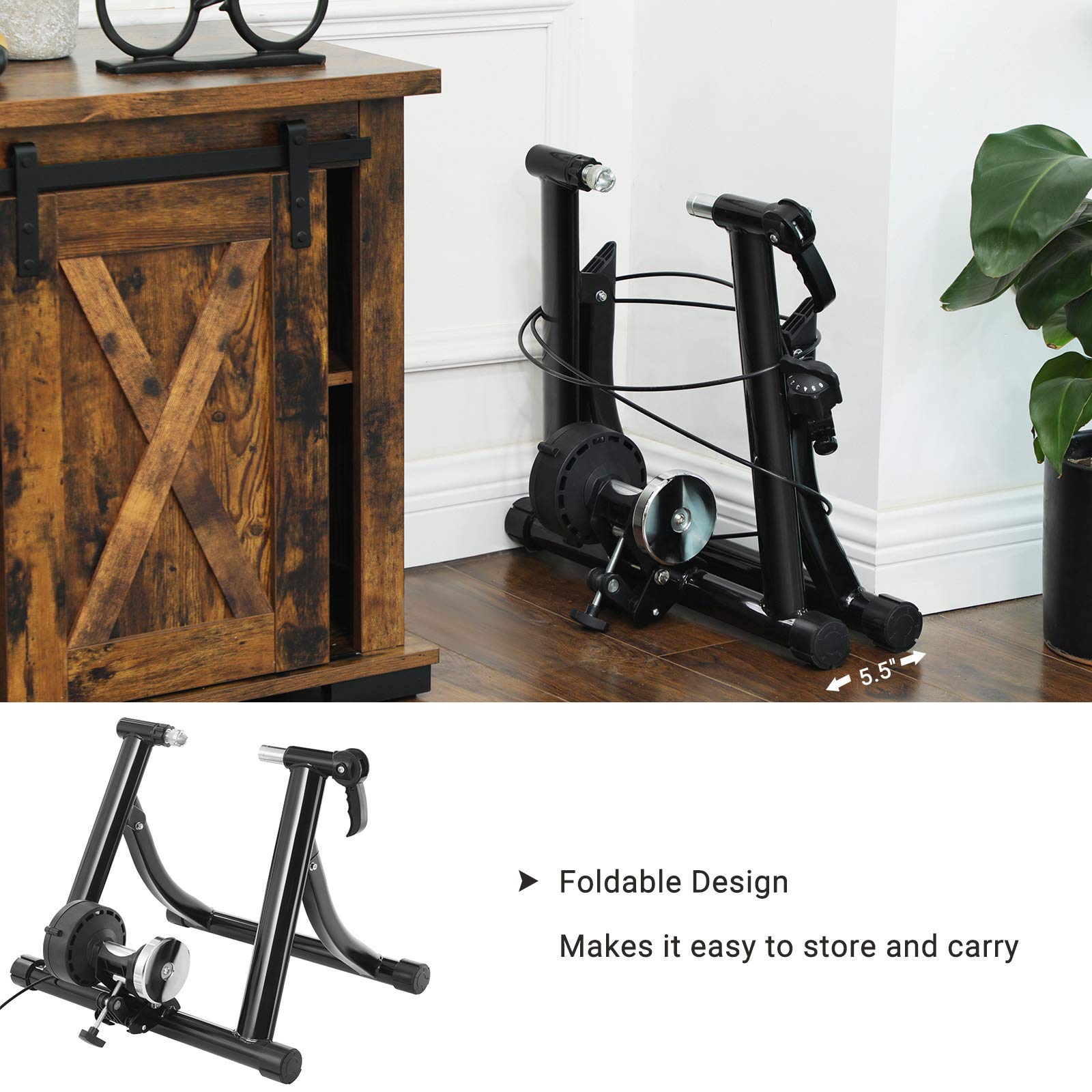 SONGMICS Indoor Bike Trainer Stand, Reduces Noise, Curvy Stable Frame USBT01B