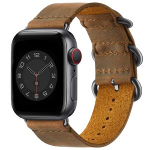vintage leather bands compatible with apple watch band 38mm 40mm 41mm 42mm 44mm 45mm 49mm,genuine leather retro strap compatible for men women iwatch ultra se series 8/7/6/5/4/3/2/1