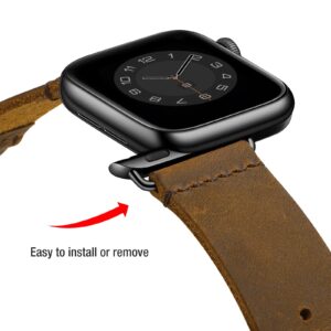 Vintage Leather Bands Compatible with Apple Watch Band 38mm 40mm 41mm 42mm 44mm 45mm 49mm,Genuine Leather Retro Strap Compatible for Men Women iWatch Ultra SE Series 8/7/6/5/4/3/2/1