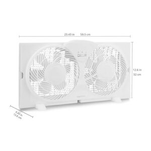 Amazon Basics Window Fan with Manual Controls, Twin 9 Inch Blades, White