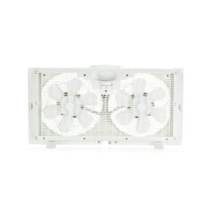 Amazon Basics Window Fan with Manual Controls, Twin 9 Inch Blades, White