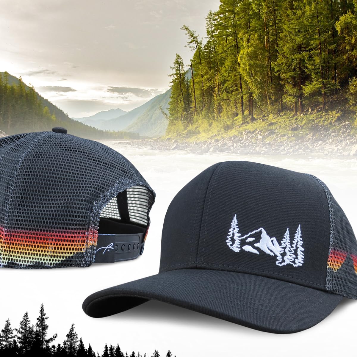 Grace Folly Trucker Hat for Men or Women- Many Cool Designs (Mountain- Mesh Print)