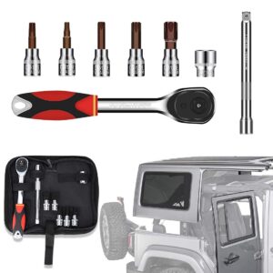 suparee hardtop wrangler door removal kit torx wrangler tool kit set socket for 1997-2019 2020 cj tj jk jku jl jlu sport sahara rubicon x