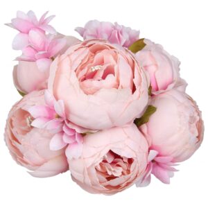 flojery silk peony bouquet vintage artificial peonies flower for home wedding party decor (1pcs, spring rose pink)