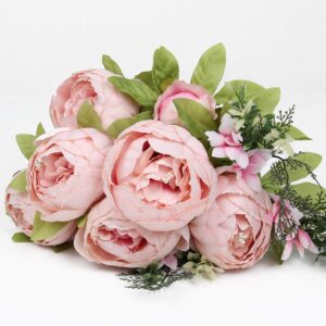 Flojery Silk Peony Bouquet Vintage Artificial Peonies Flower for Home Wedding Party Decor (1pcs, Spring Rose Pink)