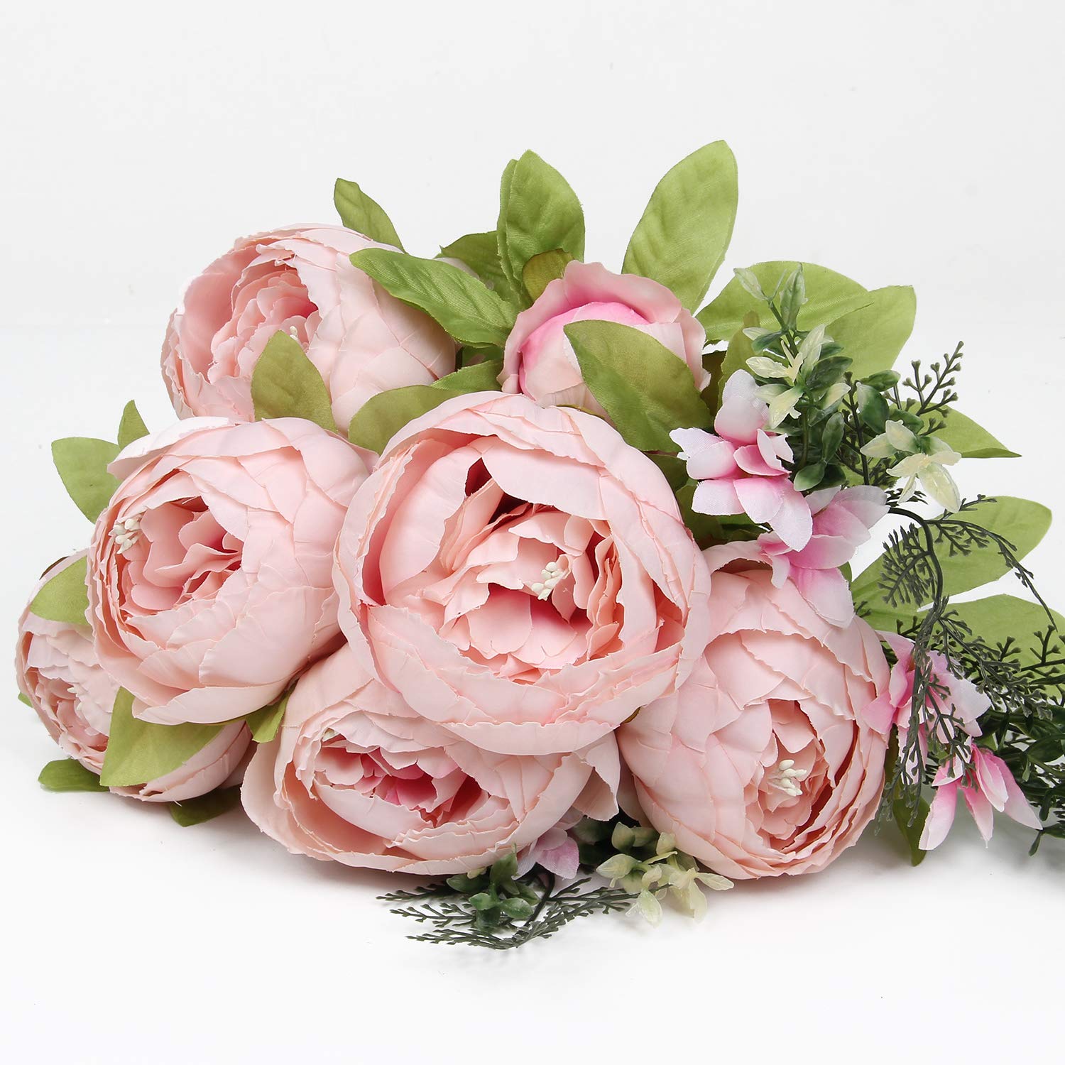 Flojery Silk Peony Bouquet Vintage Artificial Peonies Flower for Home Wedding Party Decor (1pcs, Spring Rose Pink)