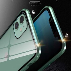 Guppy for iPhone 11 Magnetic Case, Case with Built in Privacy Screen Protector Anti Spy Tempered Glass Slim Metal Aluminum Shockproof Cover Hard Drop Proof Protective Wireless Charging Support