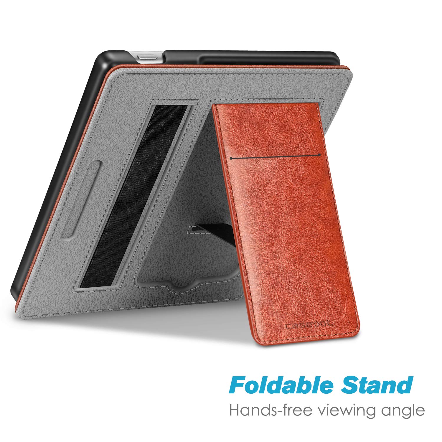 CaseBot Stand Case for Kindle Oasis (10th/9th Generation, 2019/2017 Release) - Premium PU Leather Sleeve Cover with Card Slot and Hand Strap, Vintage Brown