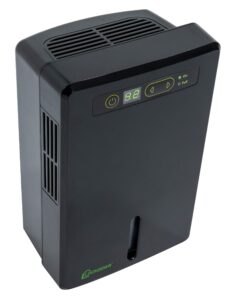 lockdown automatic dehumidifier with quiet operation, drain hose and self monitoring controls for humidity control in small rooms, safes and closets