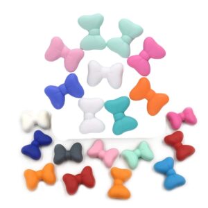 10pcs silicone bow tie bead silicone animal butterfly beads for diy beading mom necklace pendant accessories (10pcs)