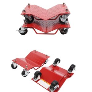 Parts-Diyer Snowmobile Car Tire Repair Tools Wheel Dolly Set of 4 6000lbs Mover, Heavy Duty Vehicle Wheels Dollies Movers Skates Diamond, Red