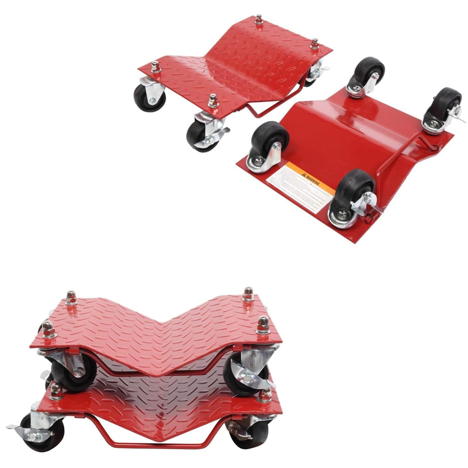 Parts-Diyer Snowmobile Car Tire Repair Tools Wheel Dolly Set of 4 6000lbs Mover, Heavy Duty Vehicle Wheels Dollies Movers Skates Diamond, Red