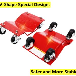 Parts-Diyer Snowmobile Car Tire Repair Tools Wheel Dolly Set of 4 6000lbs Mover, Heavy Duty Vehicle Wheels Dollies Movers Skates Diamond, Red