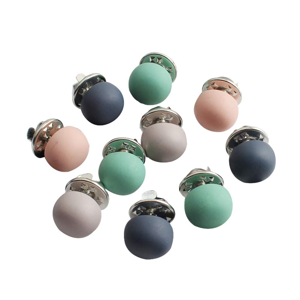 10 Pieces Coloured Metal Pearl Gifts Decorate Buttons Buckle Tie Tacks Pin Back for Women Shirt Sweater (Frosted Style)