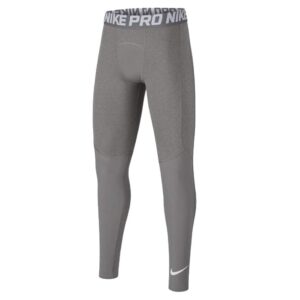 Nike Kids Boy's Pro Tights (Little Kids/Big Kids) Carbon Heather/White MD (10-12 Big Kids)