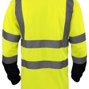 L&M Hi Vis Class 3 T Shirt Reflective Safety Lime Orange Short Long Sleeve HIGH Visibility, Black Bottom (Lime_L, X-Large)