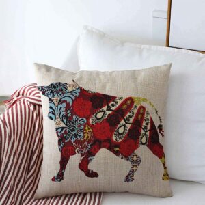 throw pillows covers cushion case spain bull spanish culture pattern abstract bullfighting european old cotton linen for fall couch home decor 18 x 18 inches