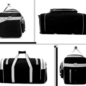 Travel Duffle Bags for Men Weekender Over Night Carry On Bag Lightweight Extra Large Oxford Duffel Gym Sturdy Luggage Water-Proof for Men & Women 26" (Blue Gold), Black White, X-Large