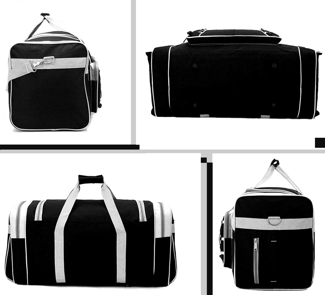 Travel Duffle Bags for Men Weekender Over Night Carry On Bag Lightweight Extra Large Oxford Duffel Gym Sturdy Luggage Water-Proof for Men & Women 26" (Blue Gold), Black White, X-Large