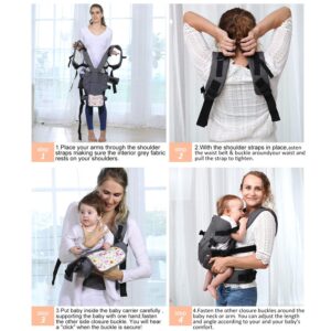 Baby Carrier, Convertible Soft Baby Wrap Carrier Ergonomic 4-in-1 with Breathable Air Mesh and All Adjustable Buckles for Newborn to Toddler