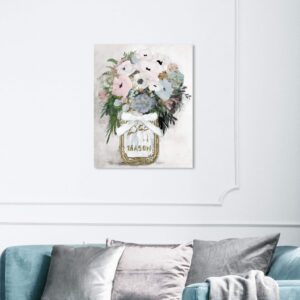 Wynwood Studio Floral and Botanical Wall Art Canvas Prints 'Anemone Mason Jar' Home Décor, 24" x 36", Gold, White