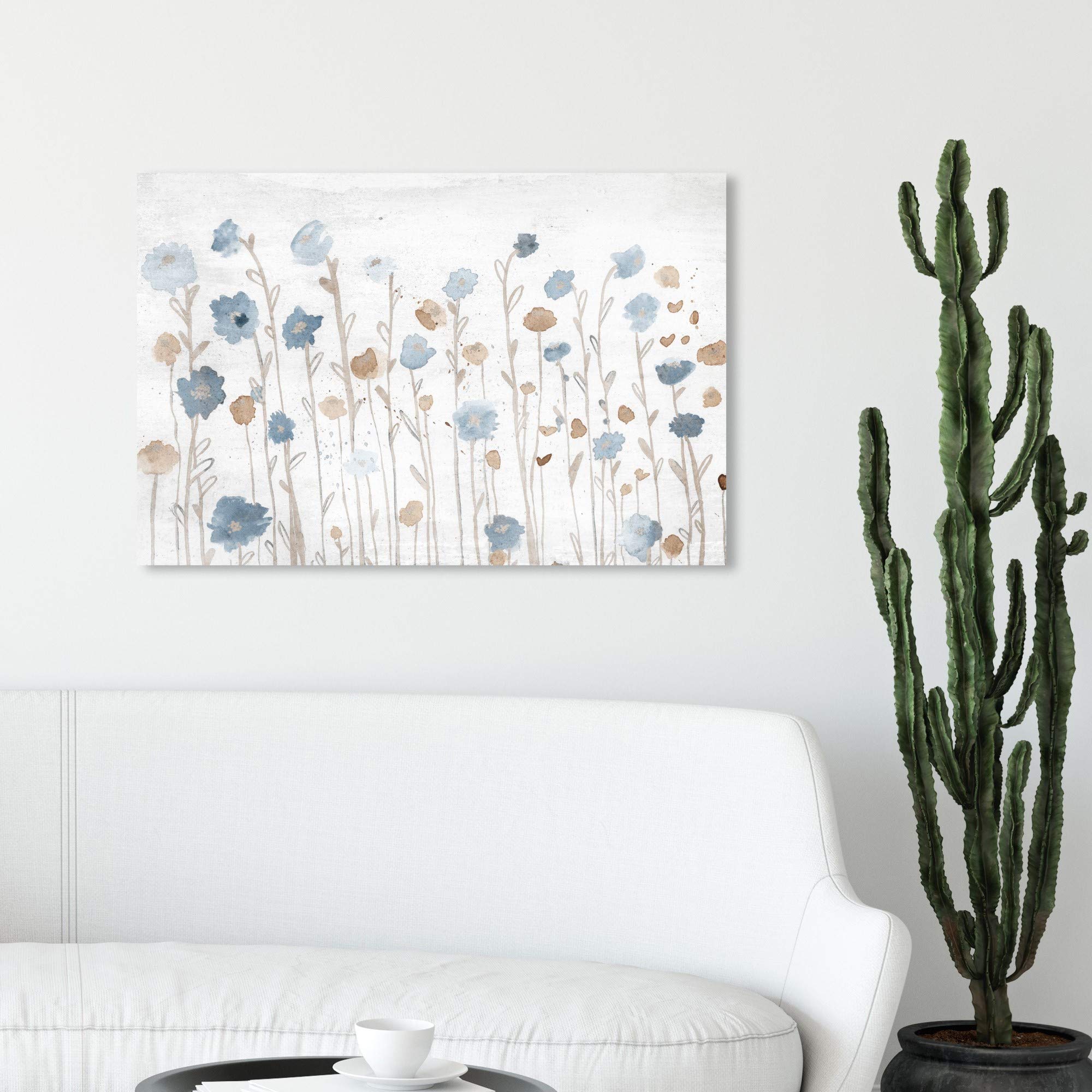 Wynwood Studio Beautiful Growth Light Blue Canvas Print Wall Art for Living Room, Bedroom, and Bathroom, 30" x 20", Gallery Wrapped