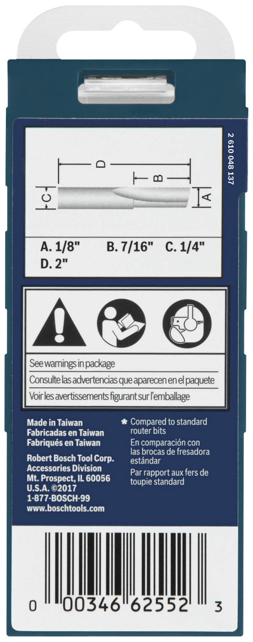 BOSCH 85209MC 1/8 In. x 7/16 In. Solid Carbide Single-Flute Straight Router Bit