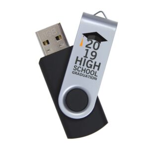 2GB Custom USB Flash Drives Personalized with Your Logo - for Promotional Use - Swivel - Black Body/Silver Clip - 20 Pack