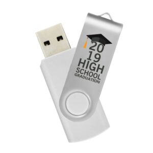 1GB Custom USB Flash Drives Personalized with Your Logo - for Promotional Use - Swivel - White Body/Silver Clip - 50 Pack