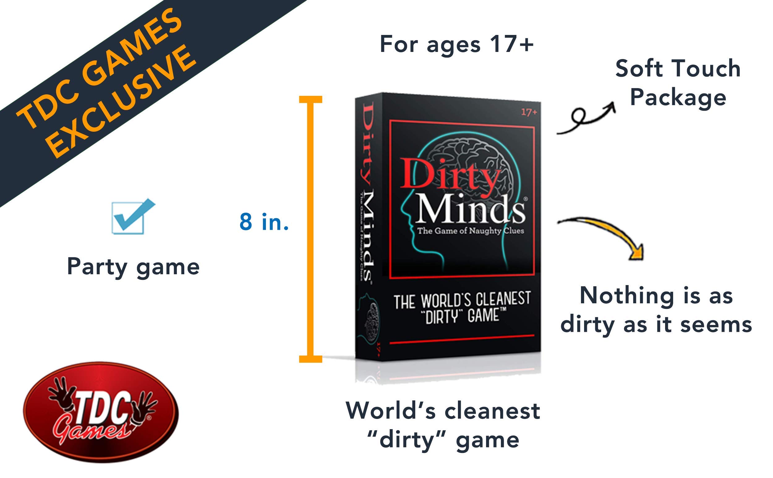 TDC Games Dirty Minds Card Game, Hilariously Twisted Party Card Game, Card Game for Bachelorette Parties, Party Games for Game Night, Naughty Clues with Clean Answers