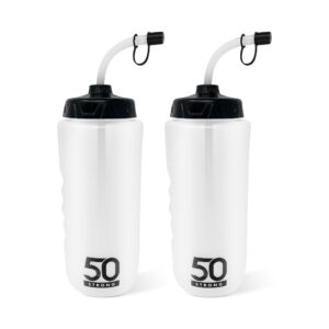 1 liter sports water bottle w/straw - easy squeeze + built in finger grip - bpa free plastic - use w/sport helmet in football & hockey - single & multi-pack (2-pack)