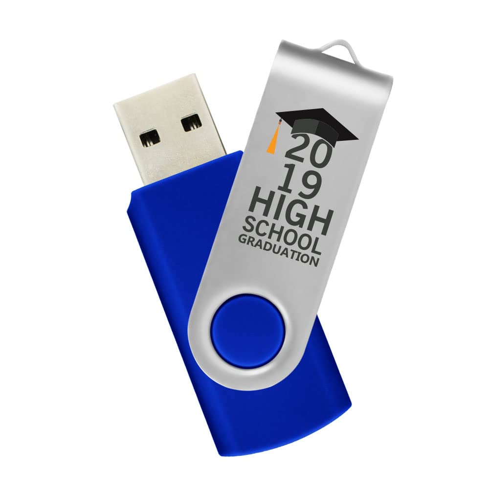 32GB Custom USB Flash Drives Personalized with Your Logo - for Promotional Use - Swivel - Blue Body/Silver Clip - 50 Pack