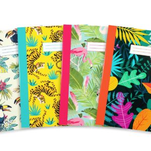 Silvine A4 Notebooks in 4 Assorted Marlene West Designs. 80 Pages, Lined with Margin. Ref NBA4SG [Pack of 12], Summer Garden