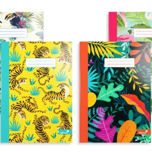 Silvine A4 Notebooks in 4 Assorted Marlene West Designs. 80 Pages, Lined with Margin. Ref NBA4SG [Pack of 12], Summer Garden