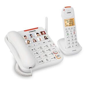 vtech sn5147 amplified corded/cordless senior phone system with 90db extra-loud visual ringer, big buttons & large display (renewed)