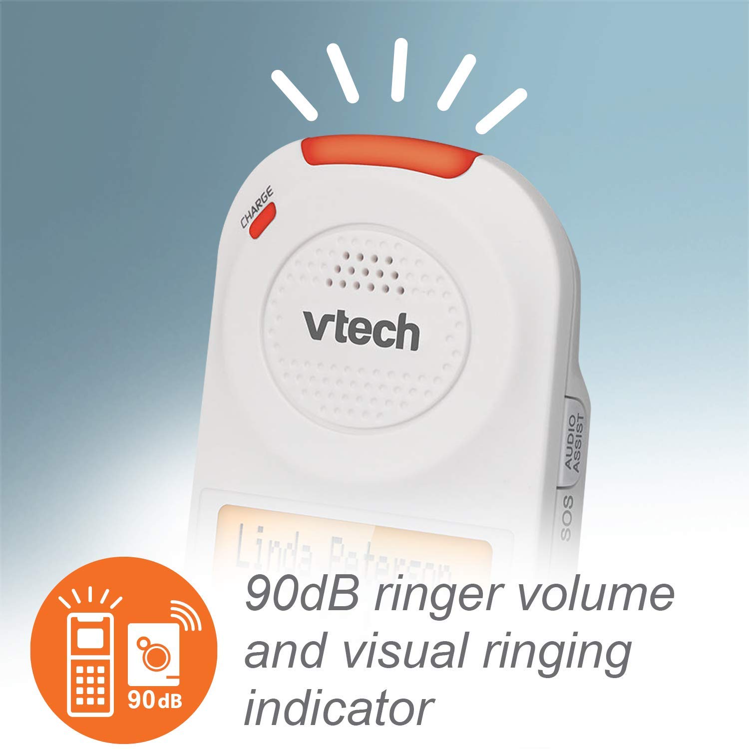 VTech SN5147 Amplified Corded/Cordless Senior Phone System with 90dB Extra-Loud Visual Ringer, Big Buttons & Large Display (Renewed)