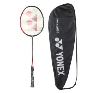 yonex smash badminton racquet (g4, 73 grams, 28 lbs tension) (black flash red)