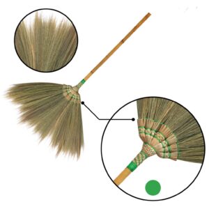 SN SKENNOVA - Asian Flower Grass Broom Witch Broom Bamboo Stick Handle Red or Green on Random