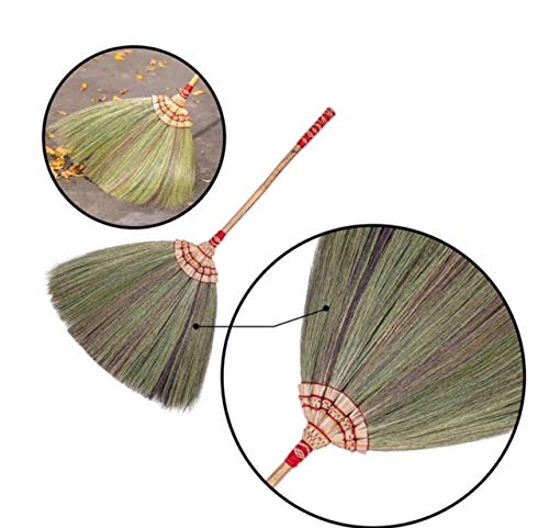 SN SKENNOVA - Asian Flower Grass Broom Witch Broom Bamboo Stick Handle Red or Green on Random